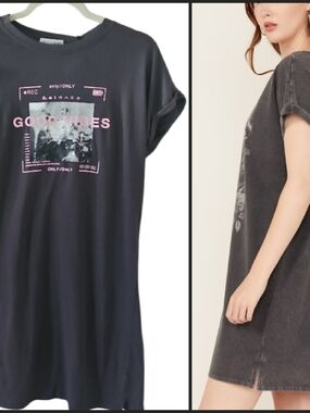 NEW! RILEY & JAMES Good Vibes Cotton Graphic T-Shirt Dress Small.